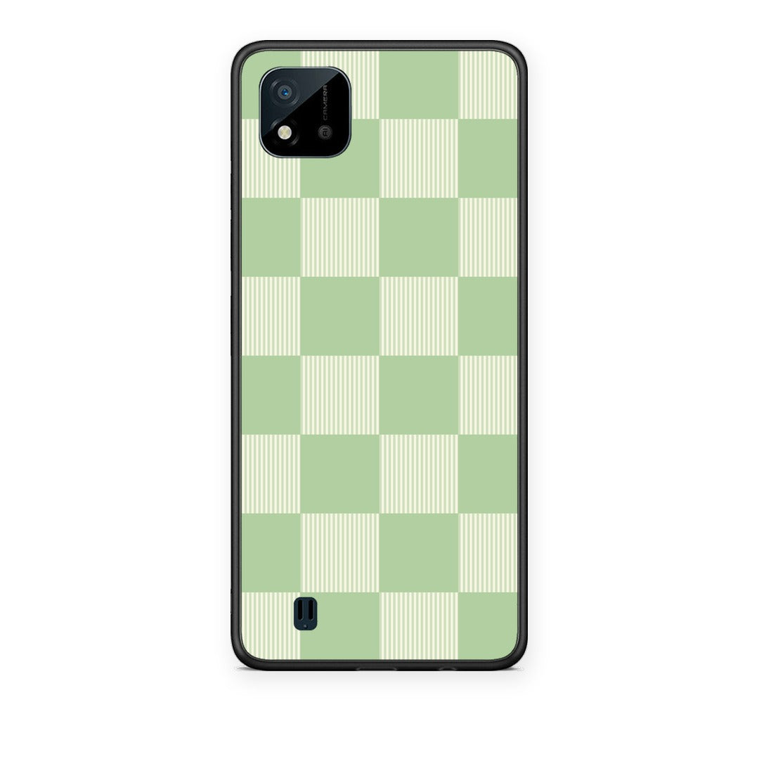 Θήκη Realme C11 2021 / C20 Sage and Cream Striped Checks από τη Smartfits με σχέδιο στο πίσω μέρος και μαύρο περίβλημα | Realme C11 2021 / C20 Sage and Cream Striped Checks case with colorful back and black bezels