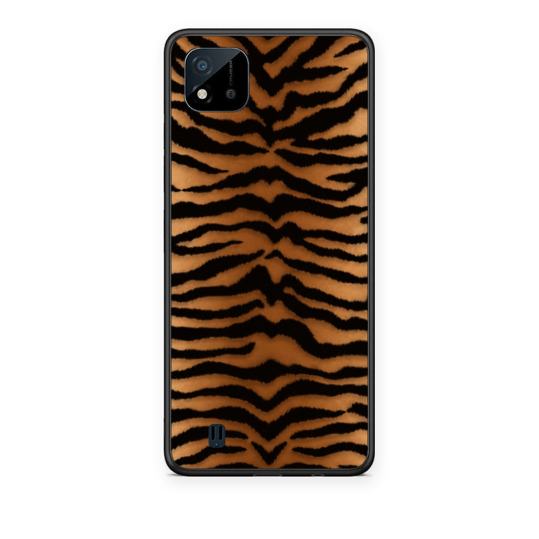 Θήκη Realme C11 2021 / C20 Tiger Print Orange and Black από τη Smartfits με σχέδιο στο πίσω μέρος και μαύρο περίβλημα | Realme C11 2021 / C20 Tiger Print Orange and Black case with colorful back and black bezels