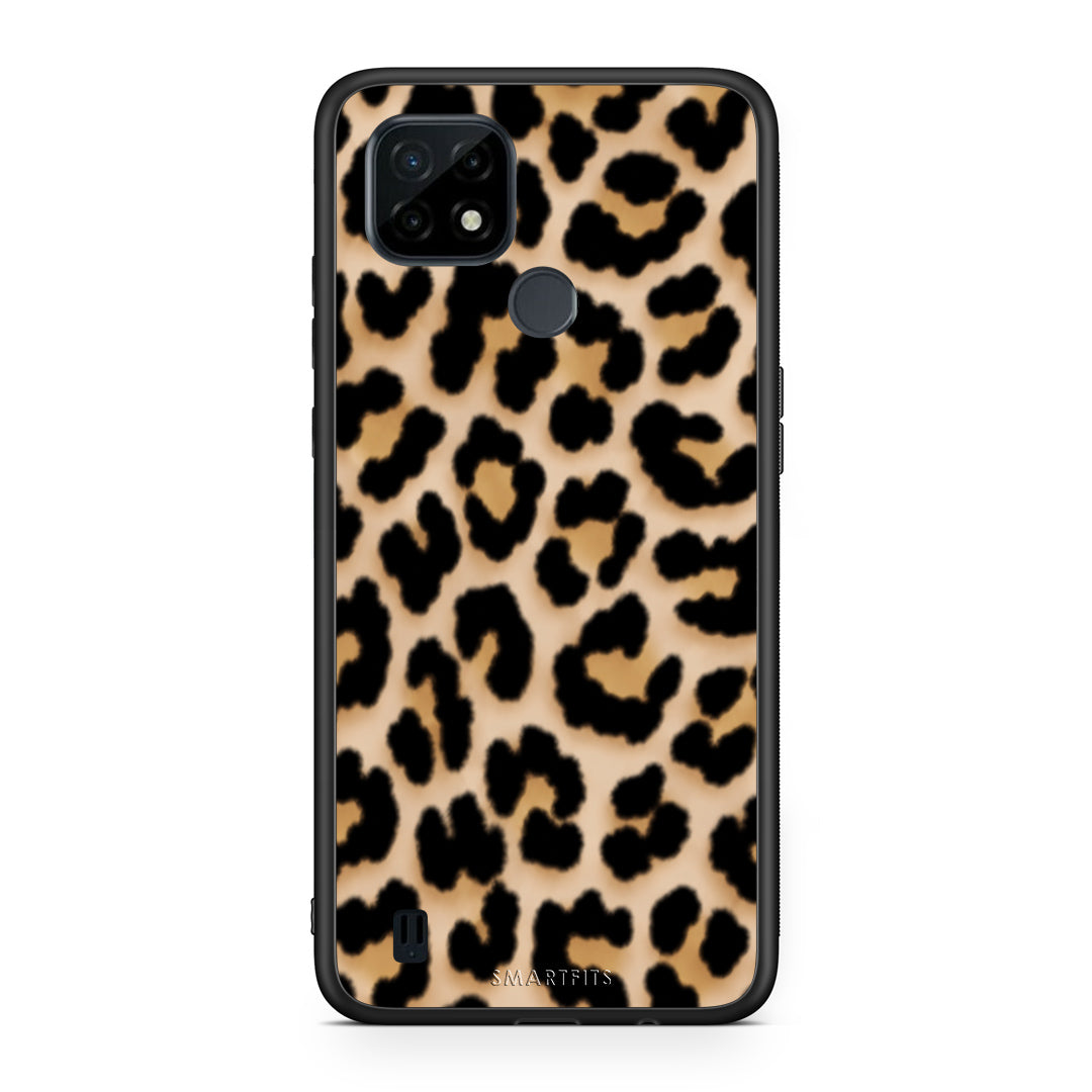 Θήκη Realme C21 Leopard Print Tan Small από τη Smartfits με σχέδιο στο πίσω μέρος και μαύρο περίβλημα | Realme C21 Leopard Print Tan Small case with colorful back and black bezels
