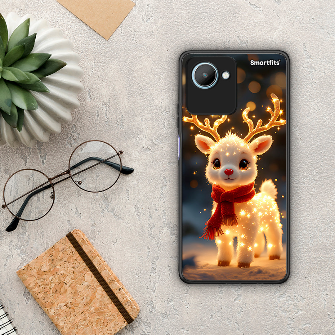 Θήκη Realme C30 Christmas Cutie από τη Smartfits με σχέδιο στο πίσω μέρος και μαύρο περίβλημα | Realme C30 Christmas Cutie Case with Colorful Back and Black Bezels