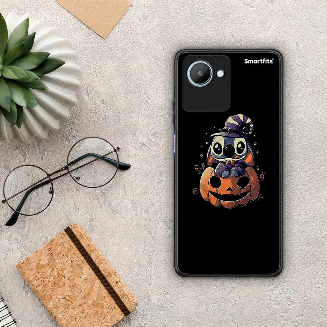 Θήκη Realme C30 Halloween Stitch από τη Smartfits με σχέδιο στο πίσω μέρος και μαύρο περίβλημα | Realme C30 Halloween Stitch Case with Colorful Back and Black Bezels