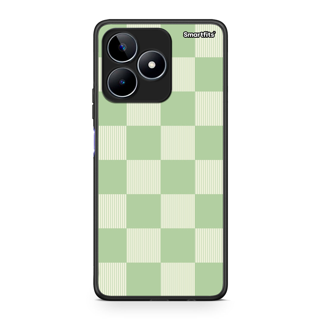 Θήκη Realme C53 Sage and Cream Striped Checks από τη Smartfits με σχέδιο στο πίσω μέρος και μαύρο περίβλημα | Realme C53 Sage and Cream Striped Checks case with colorful back and black bezels
