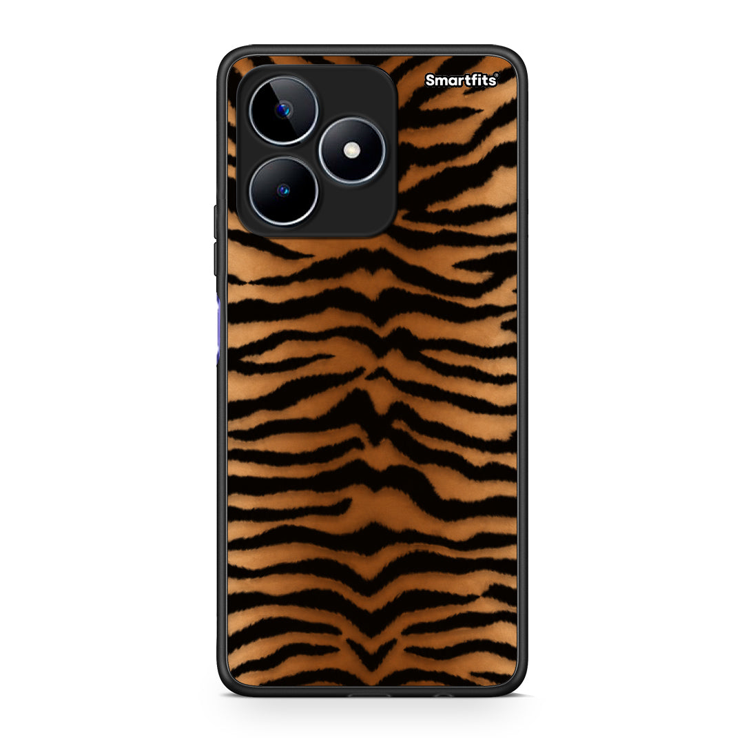 Θήκη Realme C53 Tiger Print Orange and Black από τη Smartfits με σχέδιο στο πίσω μέρος και μαύρο περίβλημα | Realme C53 Tiger Print Orange and Black case with colorful back and black bezels