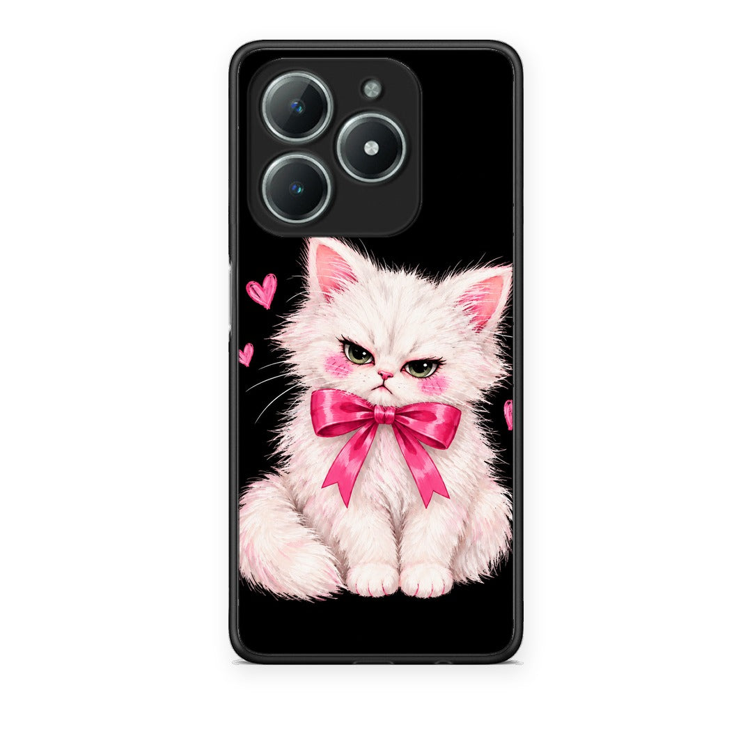 Θήκη Realme C61 Grumpy Party Kitten on Black από τη Smartfits με σχέδιο στο πίσω μέρος και μαύρο περίβλημα | Realme C61 Grumpy Party Kitten on Black case with colorful back and black bezels