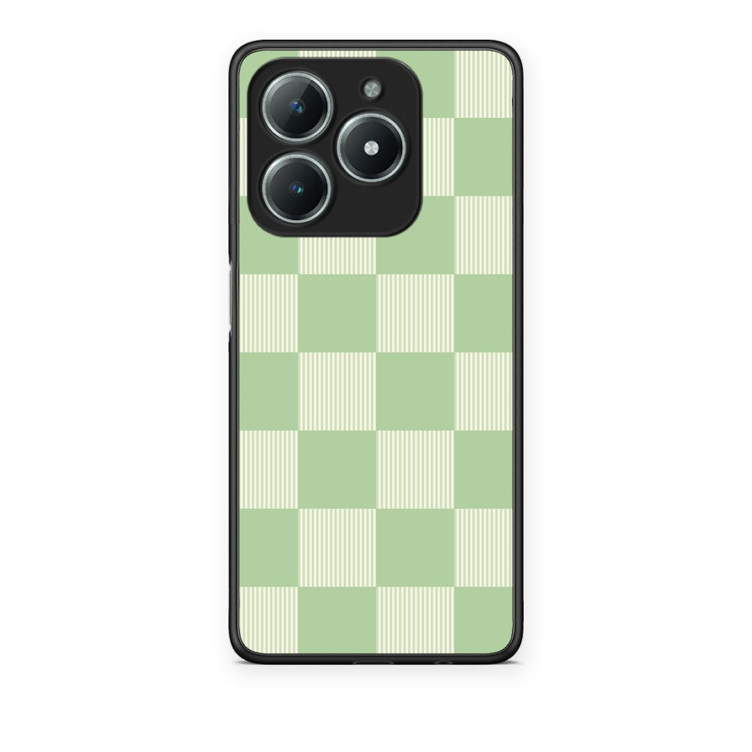 Θήκη Realme C63 4G Sage and Cream Striped Checks από τη Smartfits με σχέδιο στο πίσω μέρος και μαύρο περίβλημα | Realme C63 4G Sage and Cream Striped Checks case with colorful back and black bezels