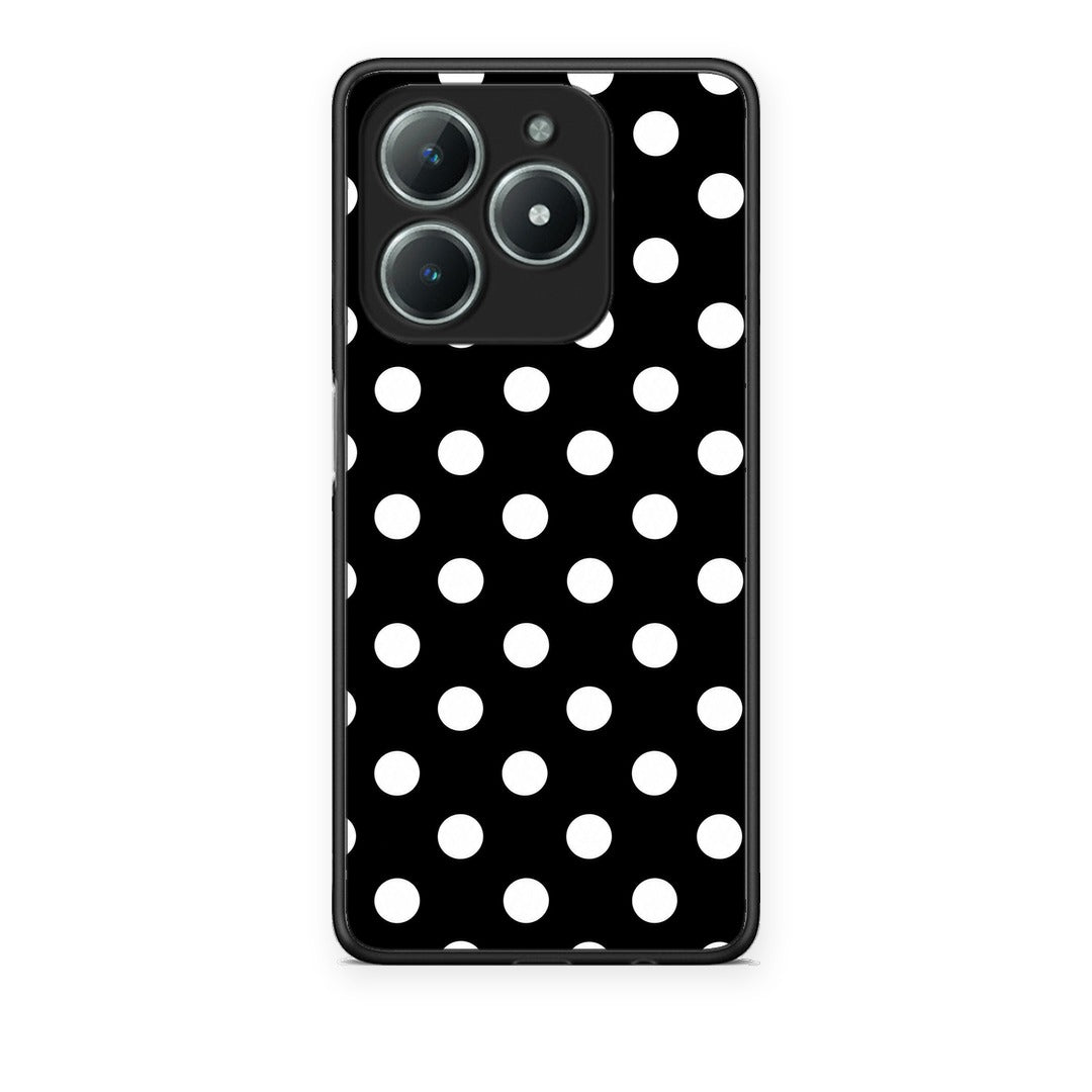 Θήκη Realme C63 4G White Polka Dots on Black από τη Smartfits με σχέδιο στο πίσω μέρος και μαύρο περίβλημα | Realme C63 4G White Polka Dots on Black case with colorful back and black bezels