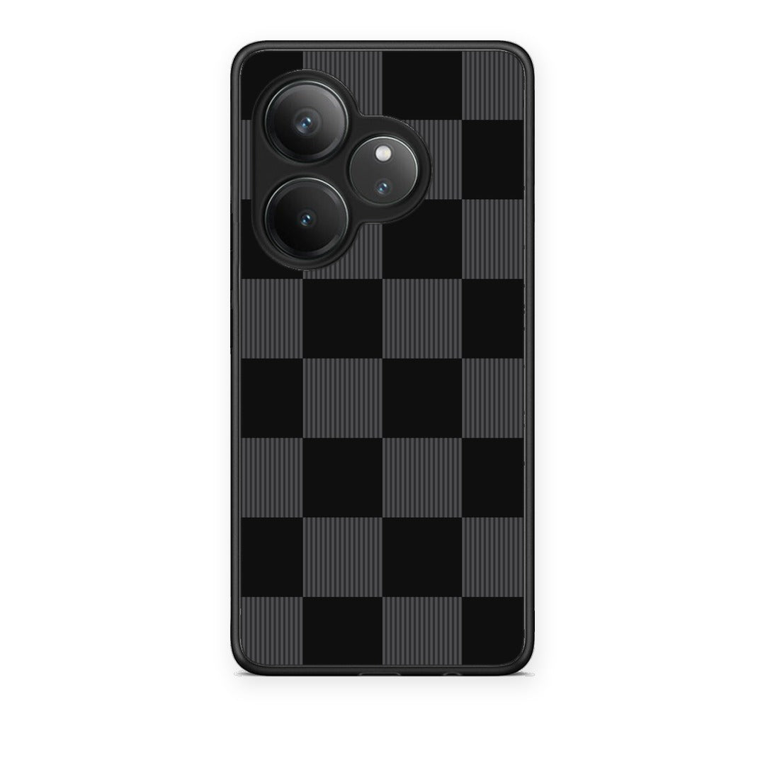 Θήκη Realme GT 6 5G Black and Charcoal Striped Checks από τη Smartfits με σχέδιο στο πίσω μέρος και μαύρο περίβλημα | Realme GT 6 5G Black and Charcoal Striped Checks case with colorful back and black bezels