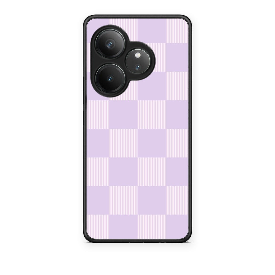 Θήκη Realme GT 6 5G Lilac and Cream Striped Checks από τη Smartfits με σχέδιο στο πίσω μέρος και μαύρο περίβλημα | Realme GT 6 5G Lilac and Cream Striped Checks case with colorful back and black bezels