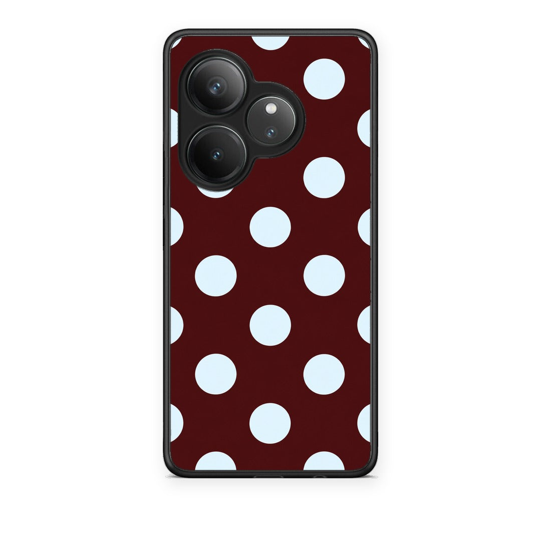 Θήκη Realme GT 6 5G Pale Blue Large Polka Dots on Burgundy από τη Smartfits με σχέδιο στο πίσω μέρος και μαύρο περίβλημα | Realme GT 6 5G Pale Blue Large Polka Dots on Burgundy case with colorful back and black bezels