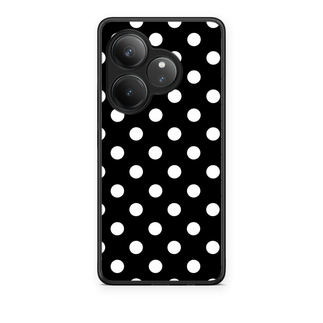 Θήκη Realme GT 6 5G White Polka Dots on Black από τη Smartfits με σχέδιο στο πίσω μέρος και μαύρο περίβλημα | Realme GT 6 5G White Polka Dots on Black case with colorful back and black bezels