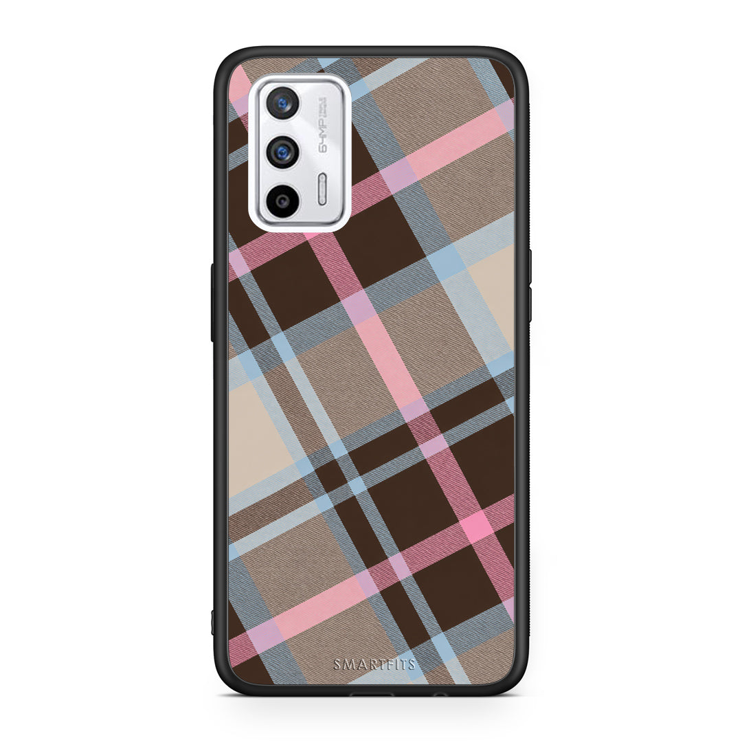 Θήκη Realme GT Brown Pink and Blue Diagonal Plaid από τη Smartfits με σχέδιο στο πίσω μέρος και μαύρο περίβλημα | Realme GT Brown Pink and Blue Diagonal Plaid case with colorful back and black bezels