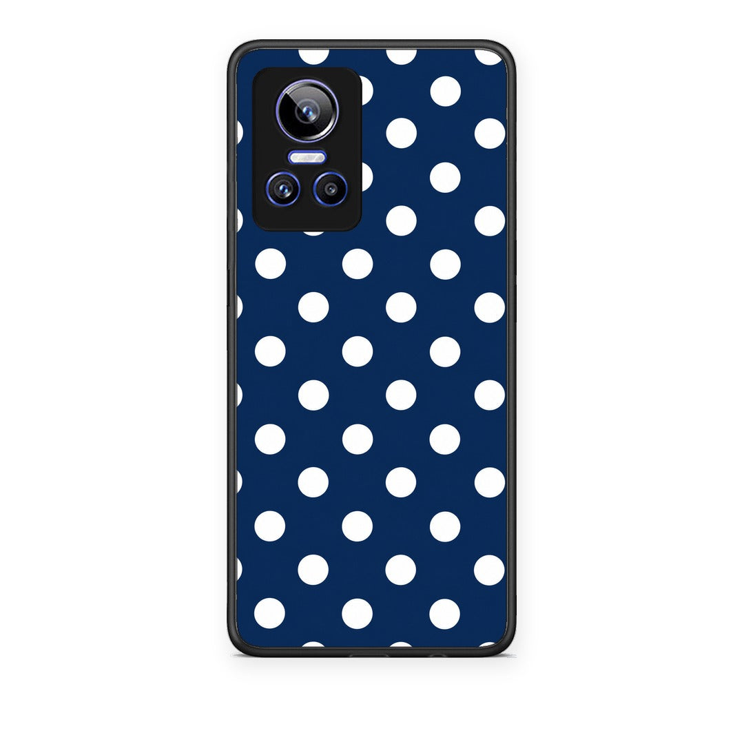 Θήκη Realme GT Neo 3 White Large Polka Dots on Navy από τη Smartfits με σχέδιο στο πίσω μέρος και μαύρο περίβλημα | Realme GT Neo 3 White Large Polka Dots on Navy case with colorful back and black bezels