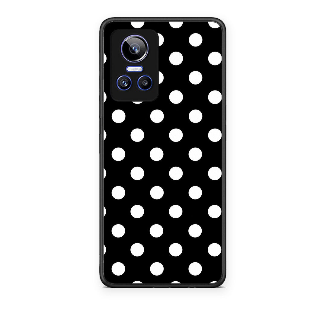 Θήκη Realme GT Neo 3 White Polka Dots on Black από τη Smartfits με σχέδιο στο πίσω μέρος και μαύρο περίβλημα | Realme GT Neo 3 White Polka Dots on Black case with colorful back and black bezels