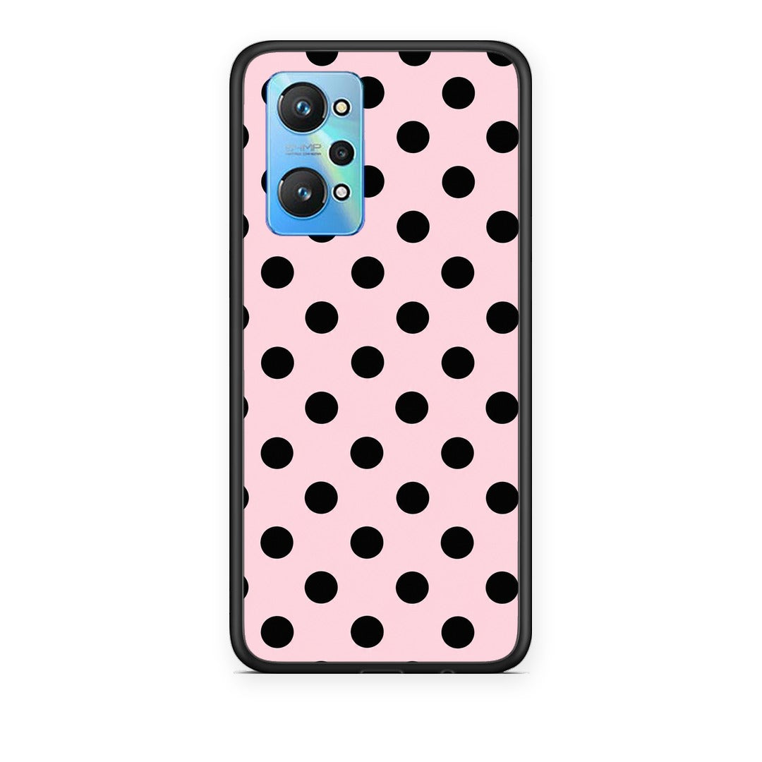Θήκη Realme GT Neo 3T Black Polka Dots on Pink από τη Smartfits με σχέδιο στο πίσω μέρος και μαύρο περίβλημα | Realme GT Neo 3T Black Polka Dots on Pink case with colorful back and black bezels