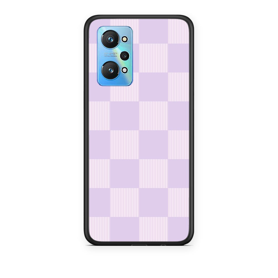 Θήκη Realme GT Neo 3T Lilac and Cream Striped Checks από τη Smartfits με σχέδιο στο πίσω μέρος και μαύρο περίβλημα | Realme GT Neo 3T Lilac and Cream Striped Checks case with colorful back and black bezels