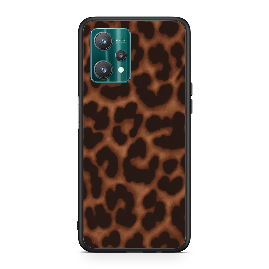 Θήκη Realme 9 Pro Leopard Print Dark Brown από τη Smartfits με σχέδιο στο πίσω μέρος και μαύρο περίβλημα | Realme 9 Pro Leopard Print Dark Brown case with colorful back and black bezels