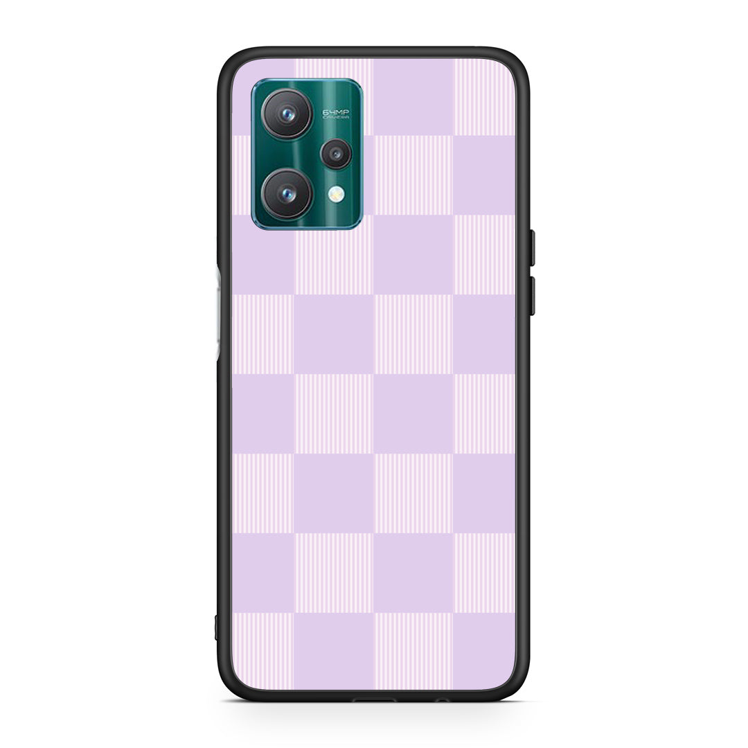 Θήκη Realme 9 Pro Lilac and Cream Striped Checks από τη Smartfits με σχέδιο στο πίσω μέρος και μαύρο περίβλημα | Realme 9 Pro Lilac and Cream Striped Checks case with colorful back and black bezels