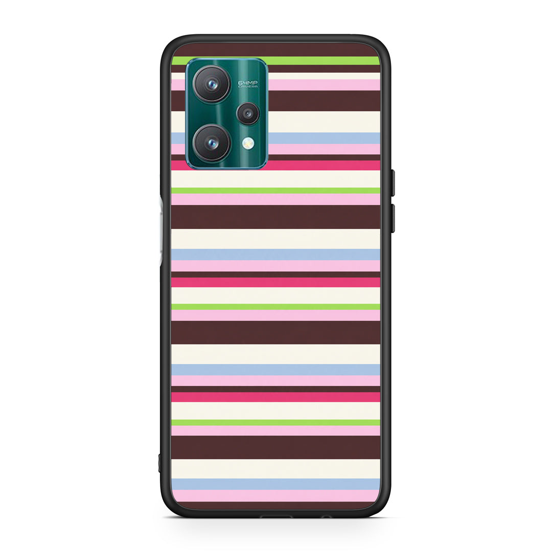 Θήκη Realme 9 Pro Multicolour Horizontal Stripes από τη Smartfits με σχέδιο στο πίσω μέρος και μαύρο περίβλημα | Realme 9 Pro Multicolour Horizontal Stripes case with colorful back and black bezels