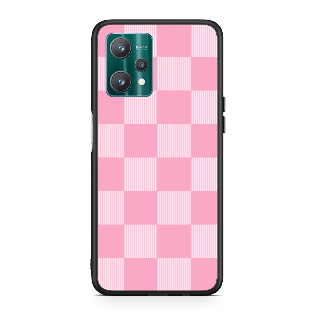Θήκη Realme 9 Pro Pink and White Striped Checks από τη Smartfits με σχέδιο στο πίσω μέρος και μαύρο περίβλημα | Realme 9 Pro Pink and White Striped Checks case with colorful back and black bezels