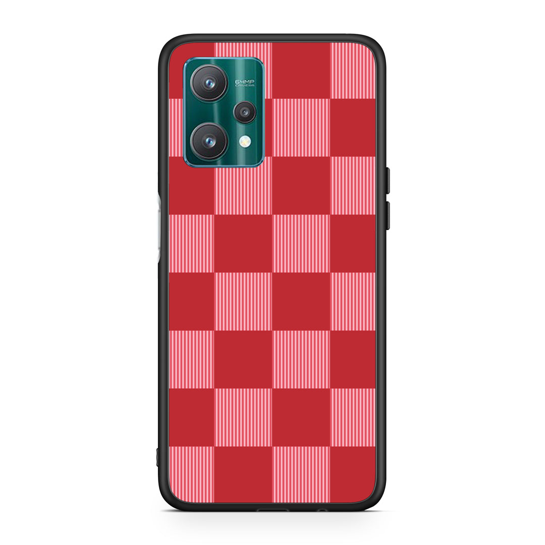 Θήκη Realme 9 Pro Red and Pink Striped Checks από τη Smartfits με σχέδιο στο πίσω μέρος και μαύρο περίβλημα | Realme 9 Pro Red and Pink Striped Checks case with colorful back and black bezels