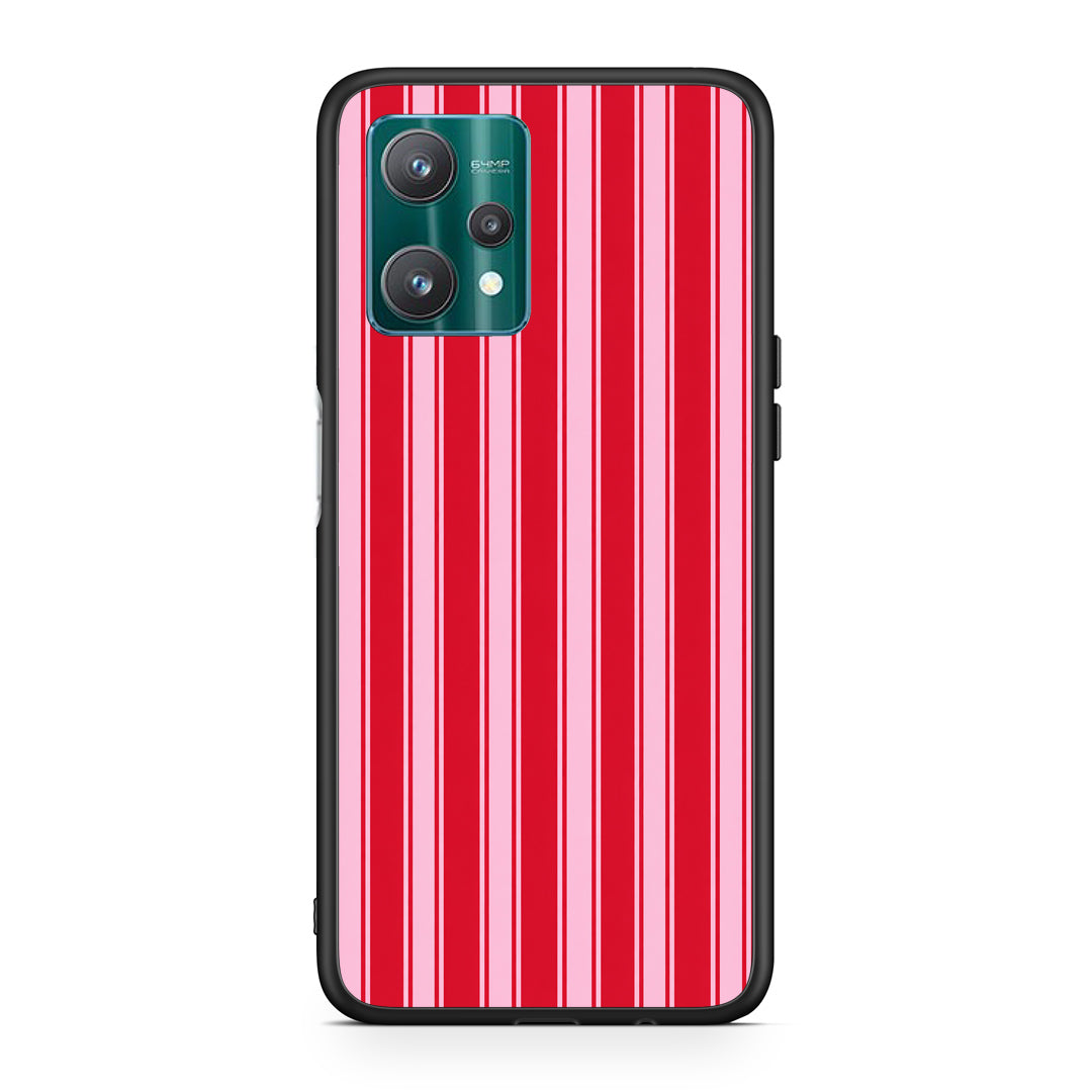 Θήκη Realme 9 Pro Red and Pink Vertical Pinstripes από τη Smartfits με σχέδιο στο πίσω μέρος και μαύρο περίβλημα | Realme 9 Pro Red and Pink Vertical Pinstripes case with colorful back and black bezels
