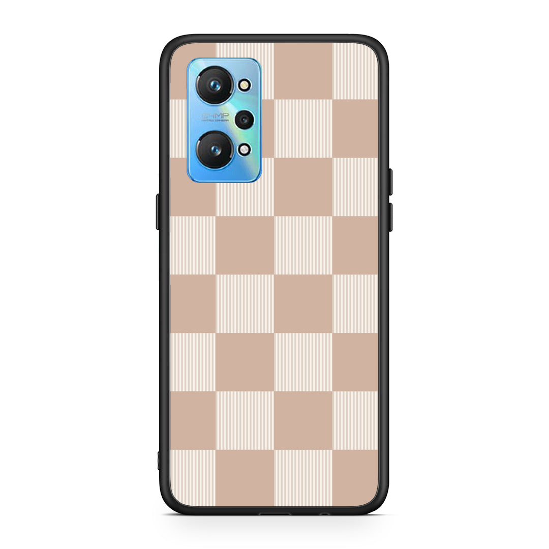 Θήκη Realme GT2 Latte and Cream Striped Checks από τη Smartfits με σχέδιο στο πίσω μέρος και μαύρο περίβλημα | Realme GT2 Latte and Cream Striped Checks case with colorful back and black bezels