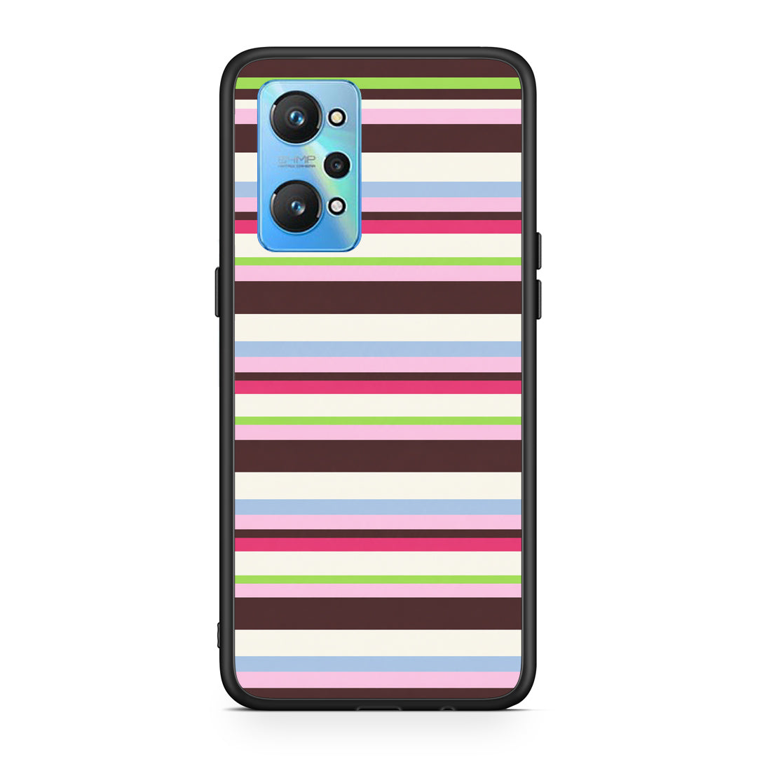 Θήκη Realme GT2 Multicolour Horizontal Stripes από τη Smartfits με σχέδιο στο πίσω μέρος και μαύρο περίβλημα | Realme GT2 Multicolour Horizontal Stripes case with colorful back and black bezels