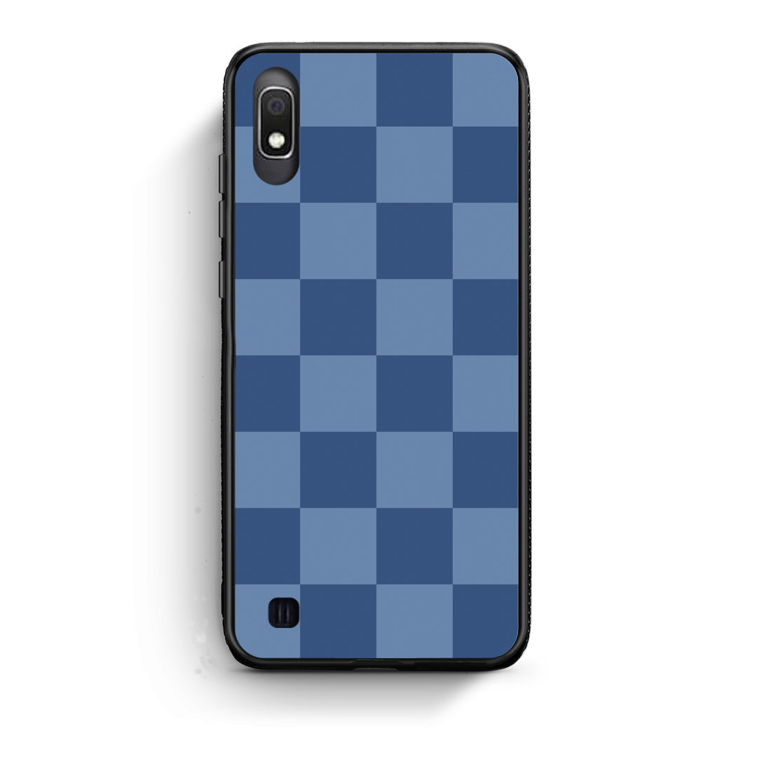 Θήκη Samsung Galaxy A10 Denim Blue Checkerboard από τη Smartfits με σχέδιο στο πίσω μέρος και μαύρο περίβλημα | Samsung Galaxy A10 Denim Blue Checkerboard case with colorful back and black bezels
