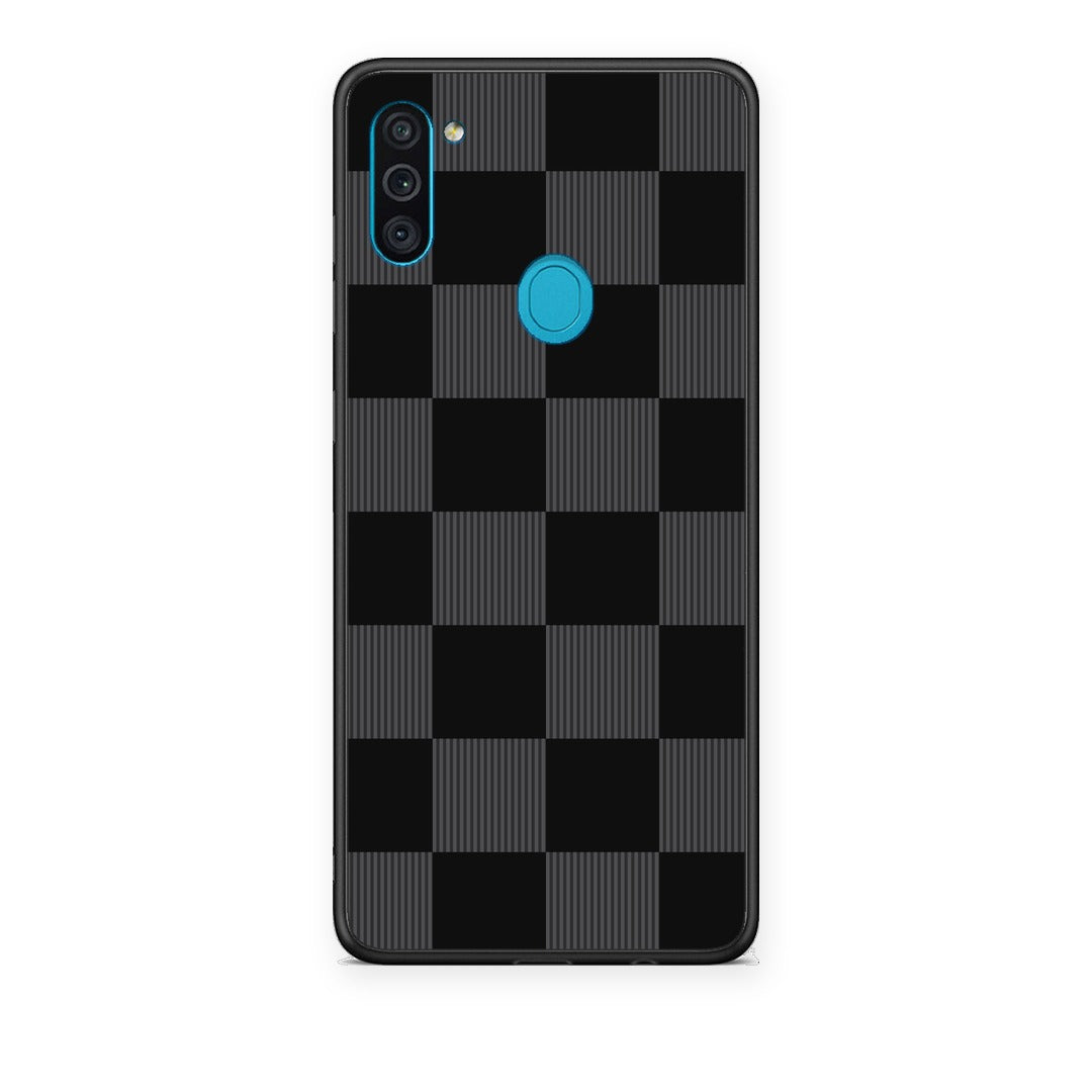 Θήκη Samsung Galaxy A11 / M11 Black and Charcoal Striped Checks από τη Smartfits με σχέδιο στο πίσω μέρος και μαύρο περίβλημα | Samsung Galaxy A11 / M11 Black and Charcoal Striped Checks case with colorful back and black bezels