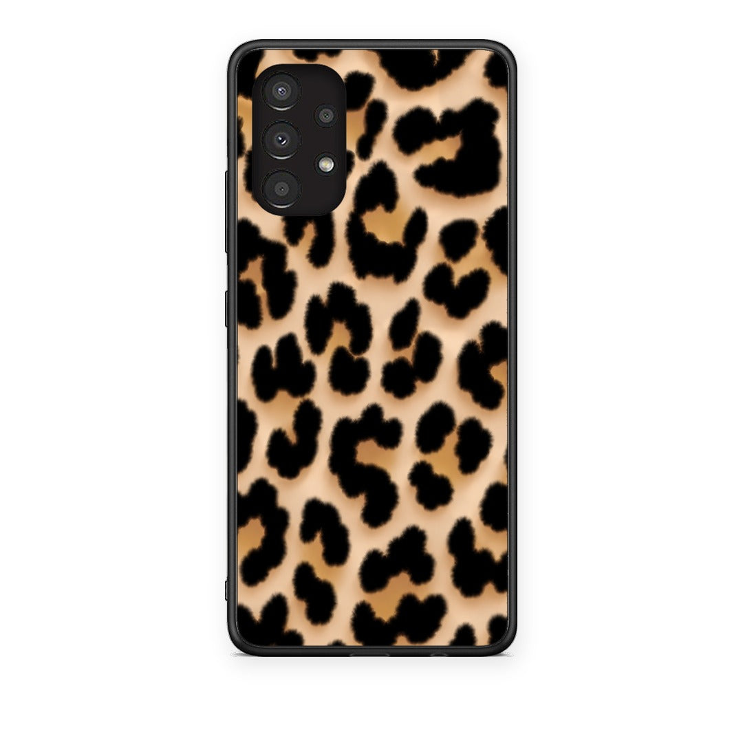 Θήκη Samsung Galaxy A13 4G Leopard Print Tan Large από τη Smartfits με σχέδιο στο πίσω μέρος και μαύρο περίβλημα | Samsung Galaxy A13 4G Leopard Print Tan Large case with colorful back and black bezels
