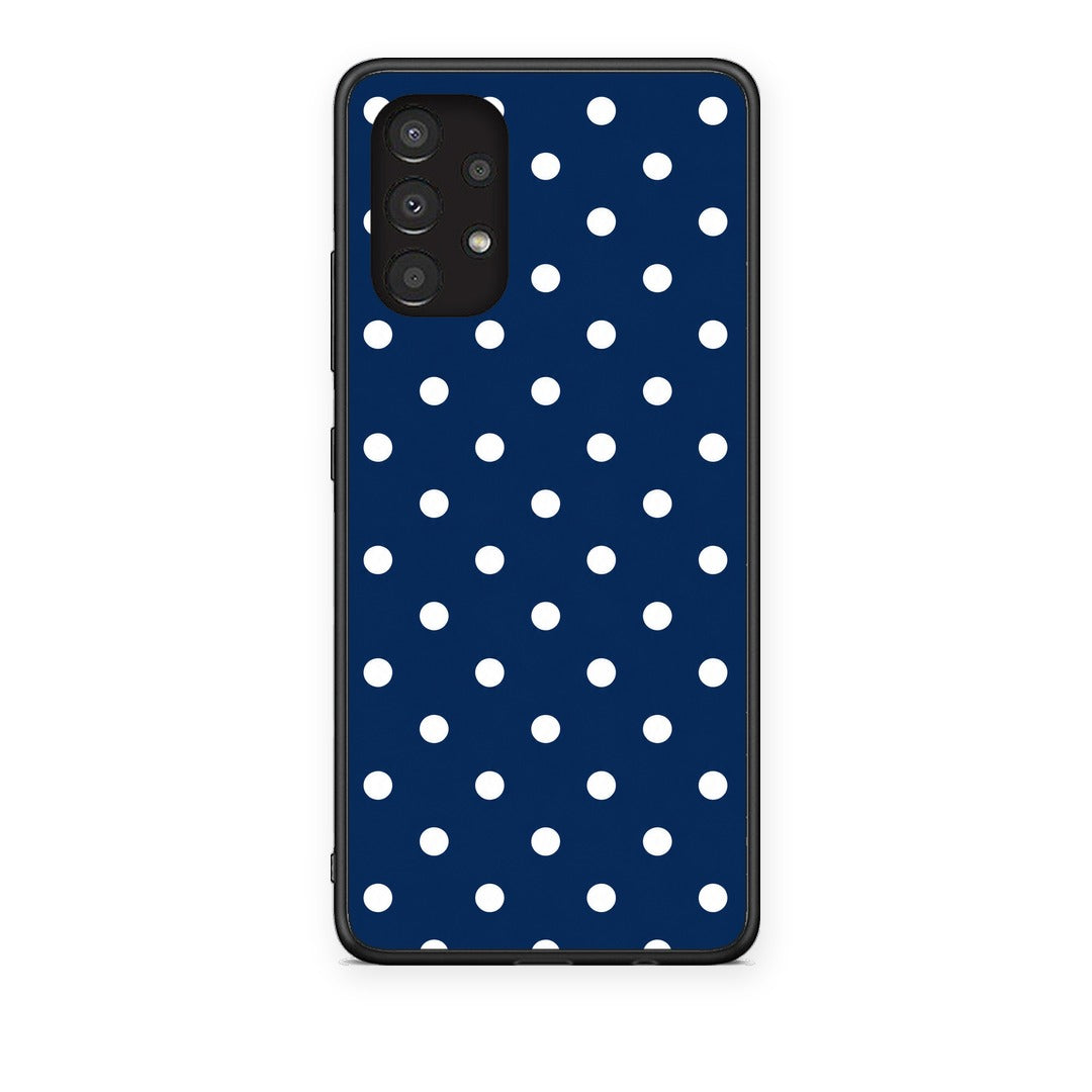 Θήκη Samsung Galaxy A13 4G White Small Polka Dots on Navy από τη Smartfits με σχέδιο στο πίσω μέρος και μαύρο περίβλημα | Samsung Galaxy A13 4G White Small Polka Dots on Navy case with colorful back and black bezels
