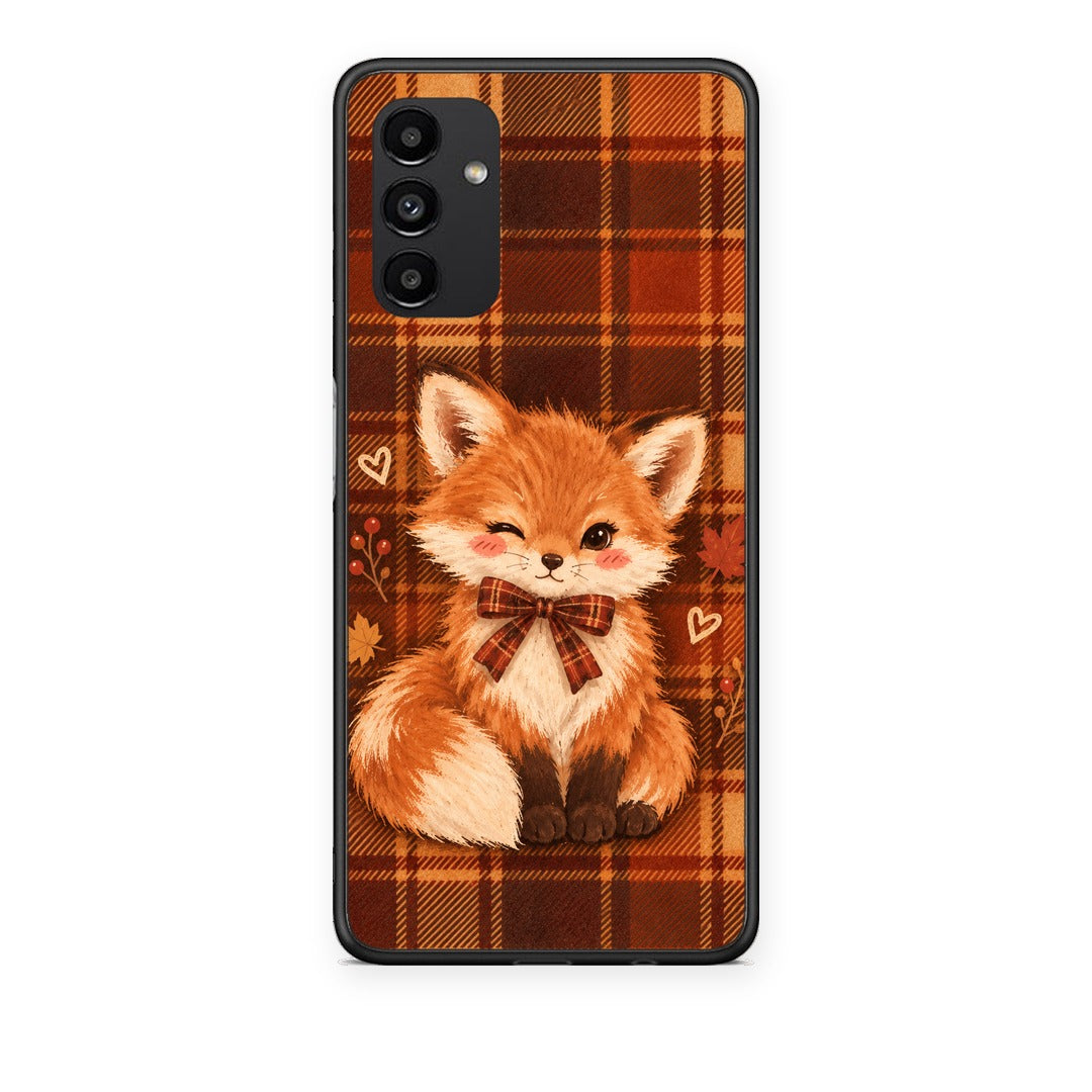Θήκη Samsung Galaxy A13 5G Fox on Autumn Tartan από τη Smartfits με σχέδιο στο πίσω μέρος και μαύρο περίβλημα | Samsung Galaxy A13 5G Fox on Autumn Tartan case with colorful back and black bezels