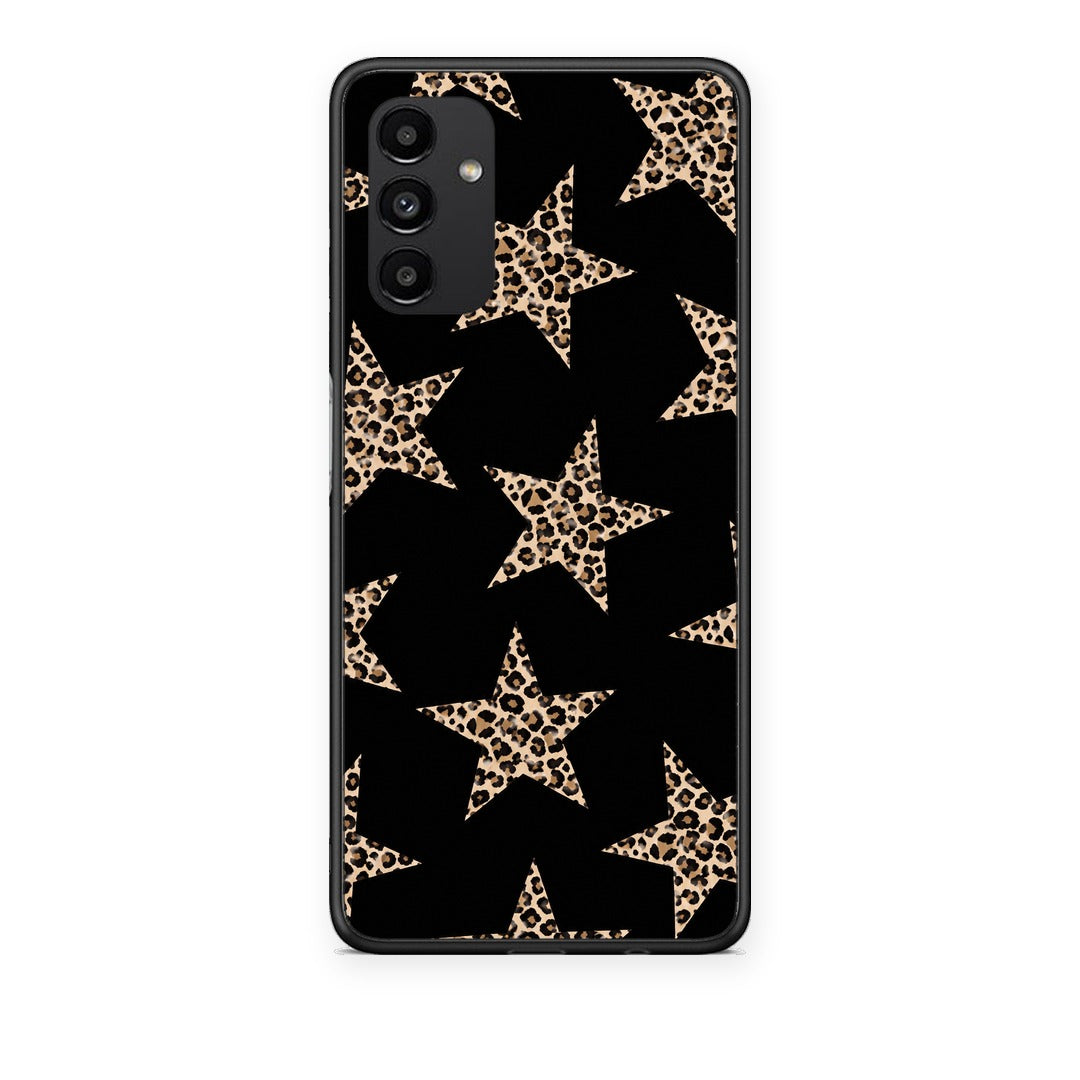 Θήκη Samsung Galaxy A13 5G Leopard Stars on Black από τη Smartfits με σχέδιο στο πίσω μέρος και μαύρο περίβλημα | Samsung Galaxy A13 5G Leopard Stars on Black case with colorful back and black bezels