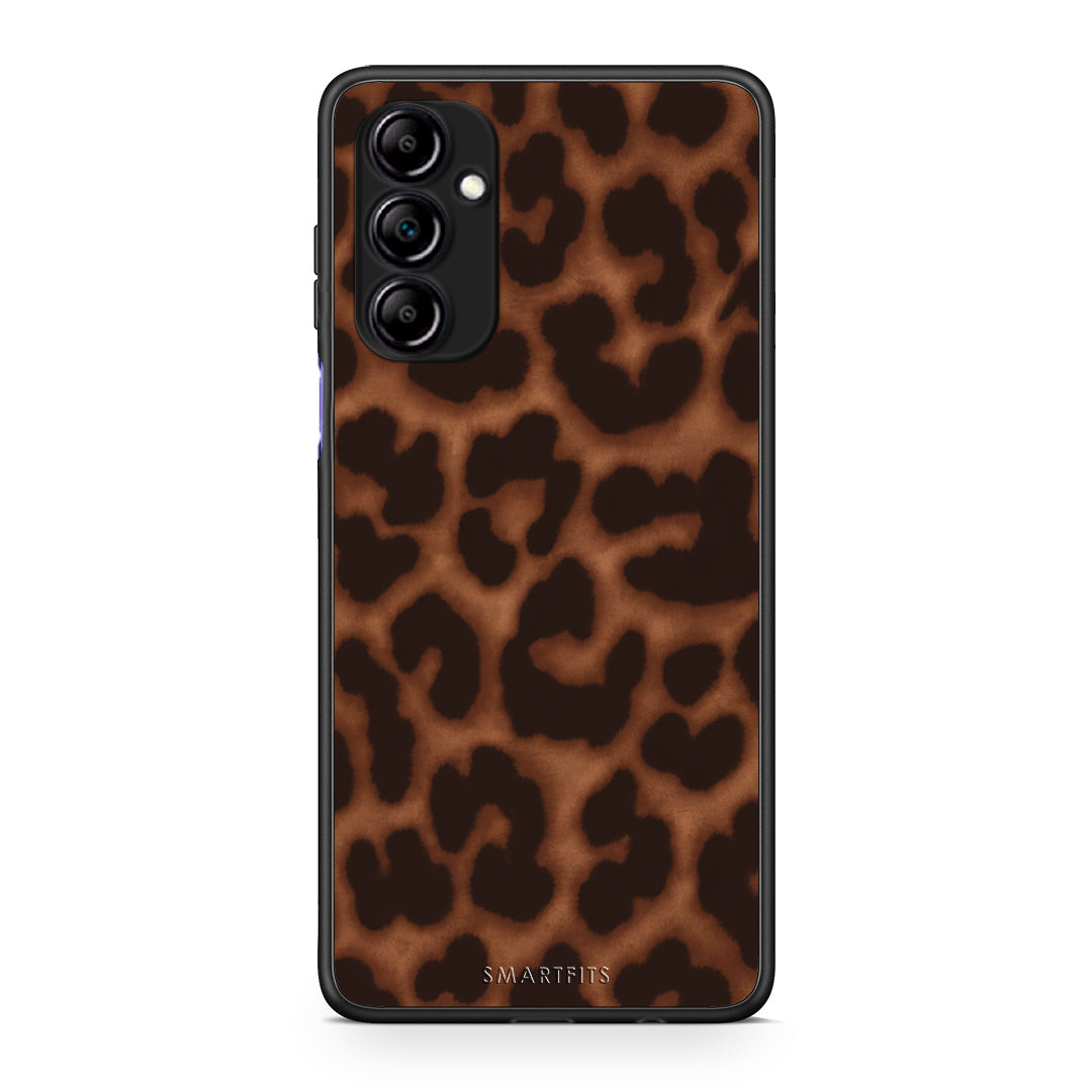 Θήκη Samsung Galaxy A14 / A14 5G Leopard Print Dark Brown από τη Smartfits με σχέδιο στο πίσω μέρος και μαύρο περίβλημα | Samsung Galaxy A14 / A14 5G Leopard Print Dark Brown case with colorful back and black bezels