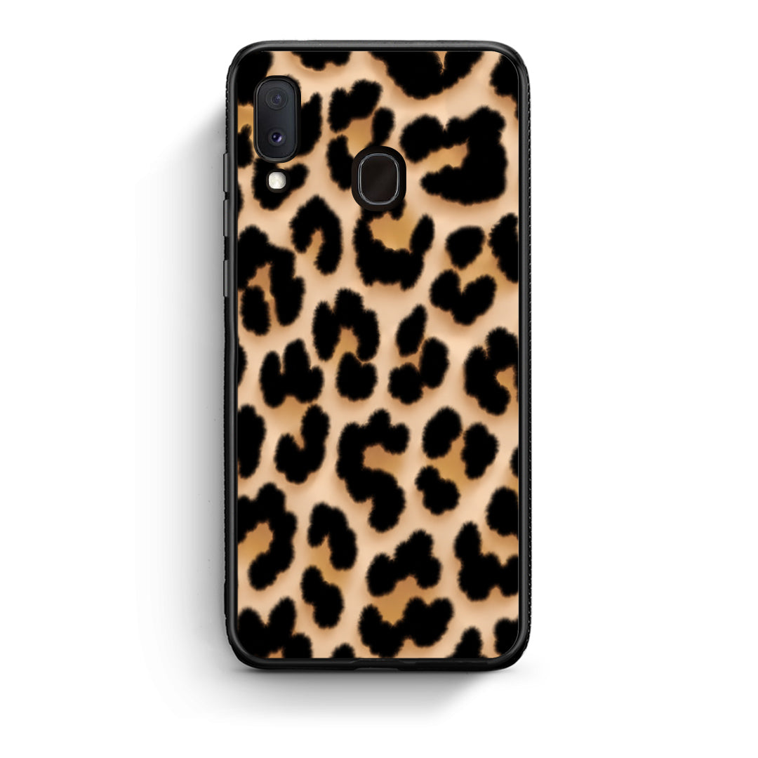 Θήκη Samsung Galaxy A30 Leopard Print Tan Large από τη Smartfits με σχέδιο στο πίσω μέρος και μαύρο περίβλημα | Samsung Galaxy A30 Leopard Print Tan Large case with colorful back and black bezels