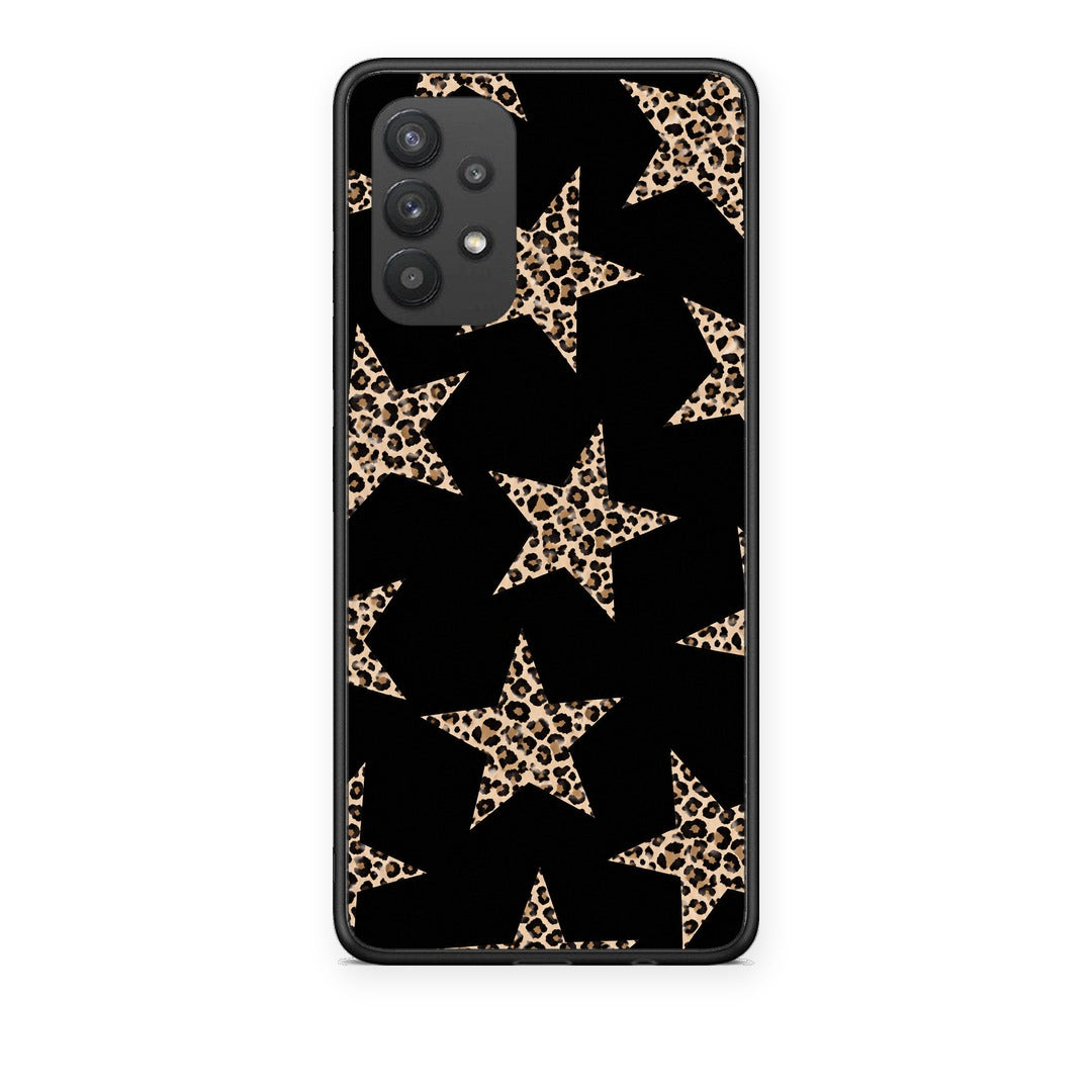 Θήκη Samsung Galaxy A32 4G Leopard Stars on Black από τη Smartfits με σχέδιο στο πίσω μέρος και μαύρο περίβλημα | Samsung Galaxy A32 4G Leopard Stars on Black case with colorful back and black bezels