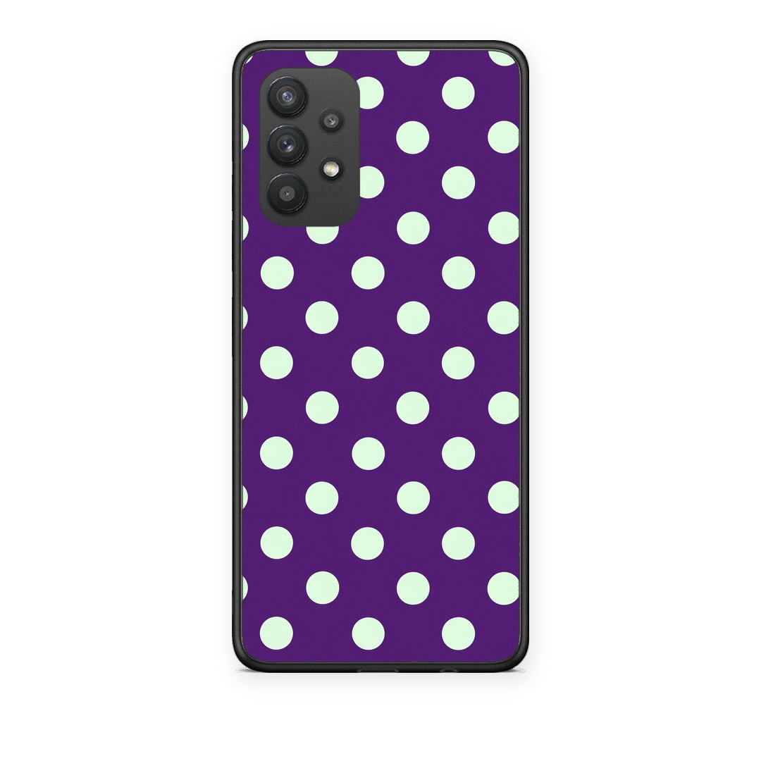 Θήκη Samsung Galaxy A32 4G Mint Polka Dots on Purple από τη Smartfits με σχέδιο στο πίσω μέρος και μαύρο περίβλημα | Samsung Galaxy A32 4G Mint Polka Dots on Purple case with colorful back and black bezels