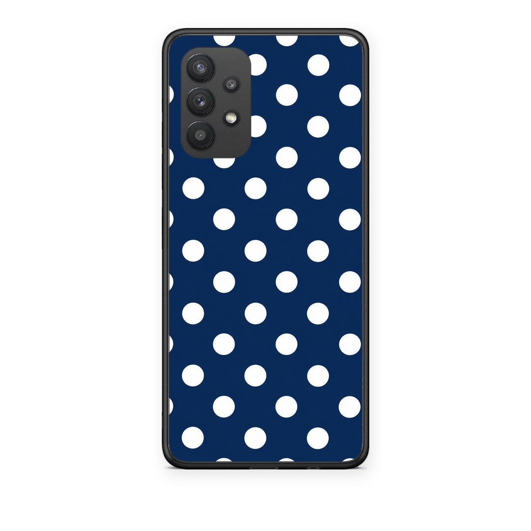 Θήκη Samsung Galaxy A32 4G White Large Polka Dots on Navy από τη Smartfits με σχέδιο στο πίσω μέρος και μαύρο περίβλημα | Samsung Galaxy A32 4G White Large Polka Dots on Navy case with colorful back and black bezels