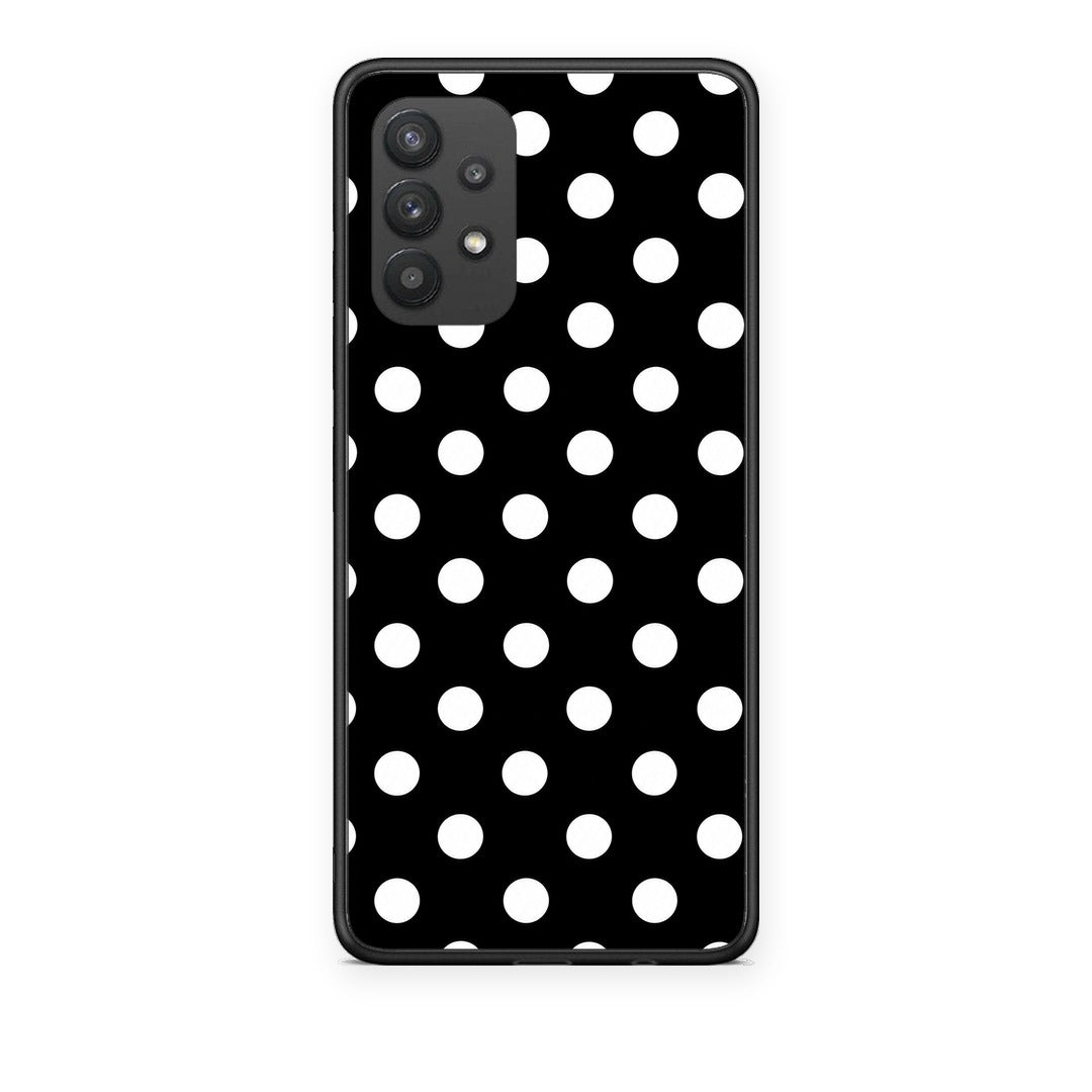 Θήκη Samsung Galaxy A32 4G White Polka Dots on Black από τη Smartfits με σχέδιο στο πίσω μέρος και μαύρο περίβλημα | Samsung Galaxy A32 4G White Polka Dots on Black case with colorful back and black bezels