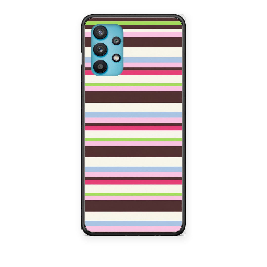 Θήκη Samsung Galaxy A32 5G Multicolour Horizontal Stripes από τη Smartfits με σχέδιο στο πίσω μέρος και μαύρο περίβλημα | Samsung Galaxy A32 5G Multicolour Horizontal Stripes case with colorful back and black bezels