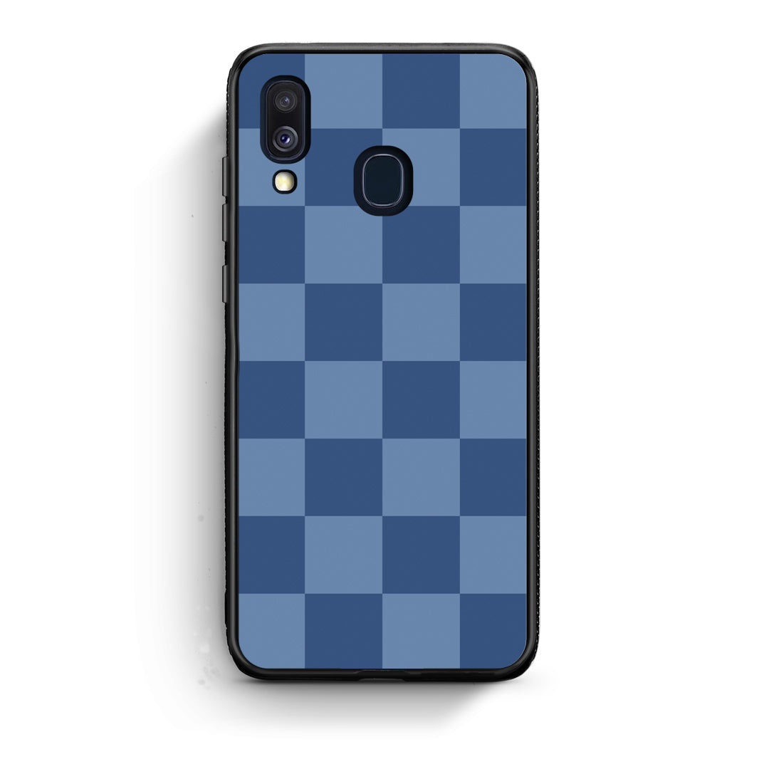 Θήκη Samsung Galaxy A40 Denim Blue Checkerboard από τη Smartfits με σχέδιο στο πίσω μέρος και μαύρο περίβλημα | Samsung Galaxy A40 Denim Blue Checkerboard case with colorful back and black bezels