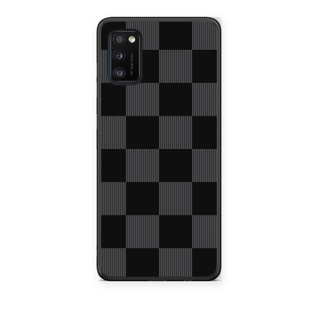 Θήκη Samsung Galaxy A41 Black and Charcoal Striped Checks από τη Smartfits με σχέδιο στο πίσω μέρος και μαύρο περίβλημα | Samsung Galaxy A41 Black and Charcoal Striped Checks case with colorful back and black bezels