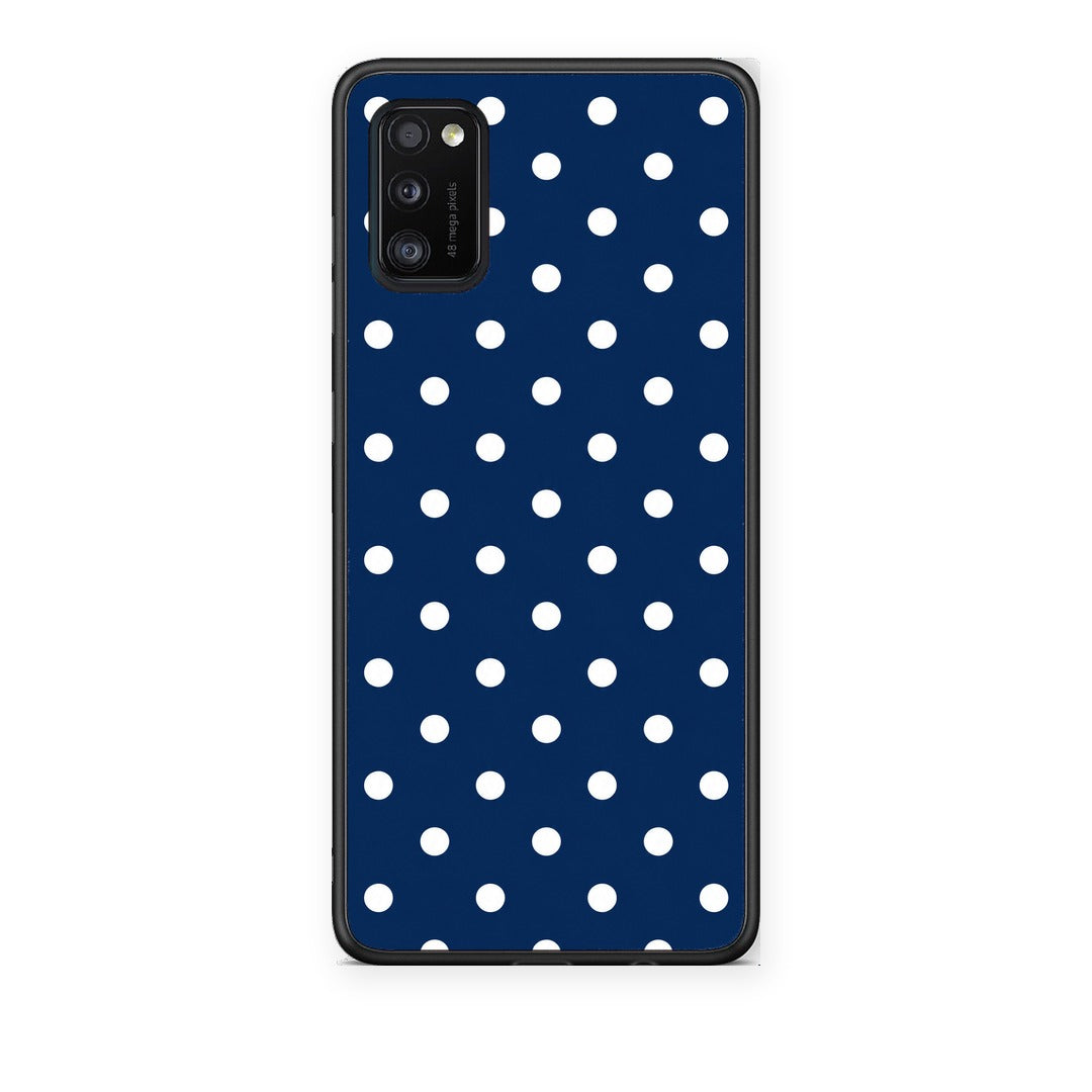 Θήκη Samsung Galaxy A41 White Small Polka Dots on Navy από τη Smartfits με σχέδιο στο πίσω μέρος και μαύρο περίβλημα | Samsung Galaxy A41 White Small Polka Dots on Navy case with colorful back and black bezels