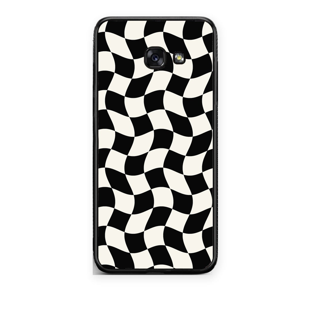 Θήκη Samsung Galaxy A5 2017 Black and Cream Wavy Checkerboard από τη Smartfits με σχέδιο στο πίσω μέρος και μαύρο περίβλημα | Samsung Galaxy A5 2017 Black and Cream Wavy Checkerboard case with colorful back and black bezels