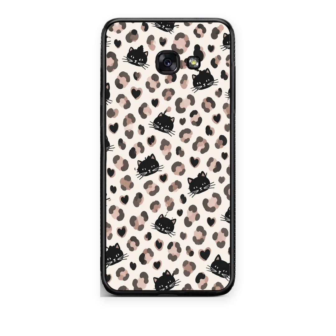 Θήκη Samsung Galaxy A5 2017 Leopard Spots and Black Cats on Cream από τη Smartfits με σχέδιο στο πίσω μέρος και μαύρο περίβλημα | Samsung Galaxy A5 2017 Leopard Spots and Black Cats on Cream case with colorful back and black bezels