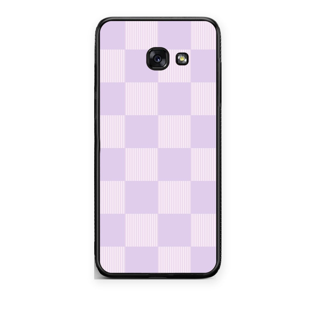 Θήκη Samsung Galaxy A5 2017 Lilac and Cream Striped Checks από τη Smartfits με σχέδιο στο πίσω μέρος και μαύρο περίβλημα | Samsung Galaxy A5 2017 Lilac and Cream Striped Checks case with colorful back and black bezels