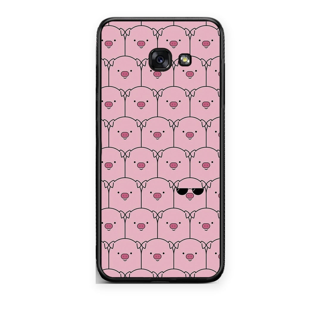 Θήκη Samsung Galaxy A5 2017 Pig Glasses από τη Smartfits με σχέδιο στο πίσω μέρος και μαύρο περίβλημα | Samsung Galaxy A5 2017 Pig Glasses case with colorful back and black bezels