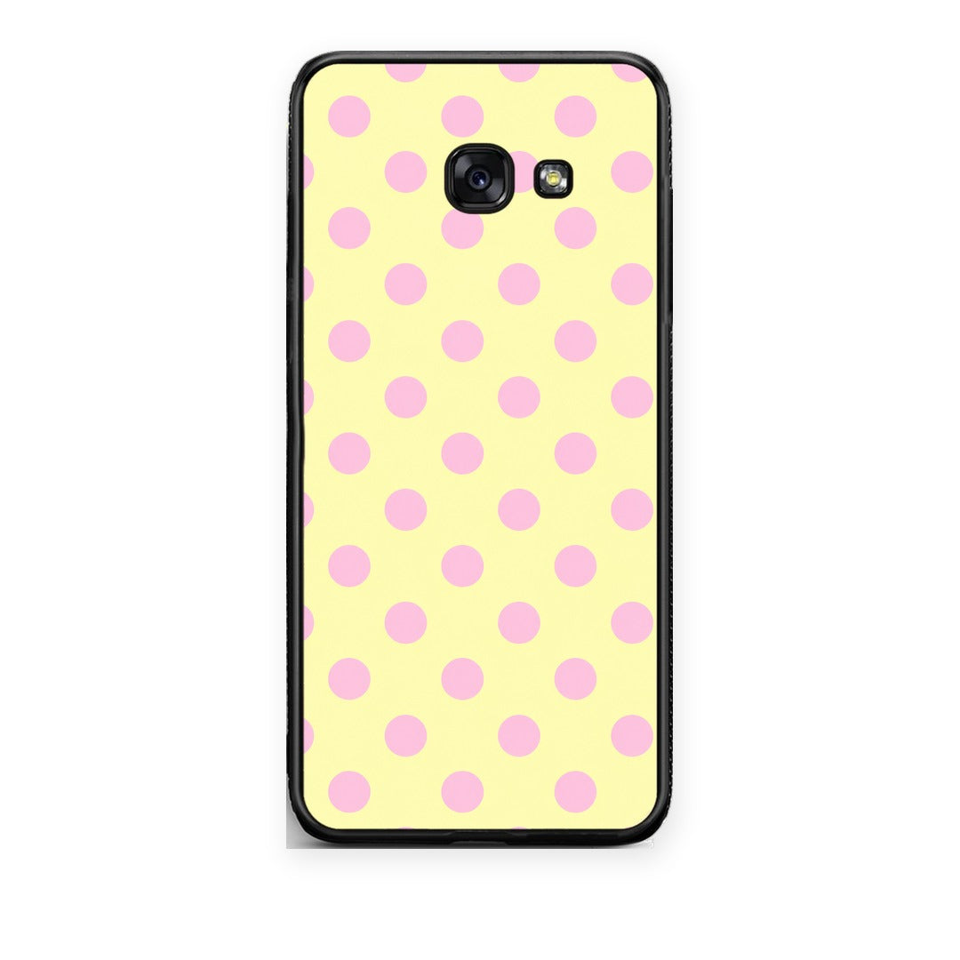 Θήκη Samsung Galaxy A5 2017 Pink Polka Dots on Yellow από τη Smartfits με σχέδιο στο πίσω μέρος και μαύρο περίβλημα | Samsung Galaxy A5 2017 Pink Polka Dots on Yellow case with colorful back and black bezels
