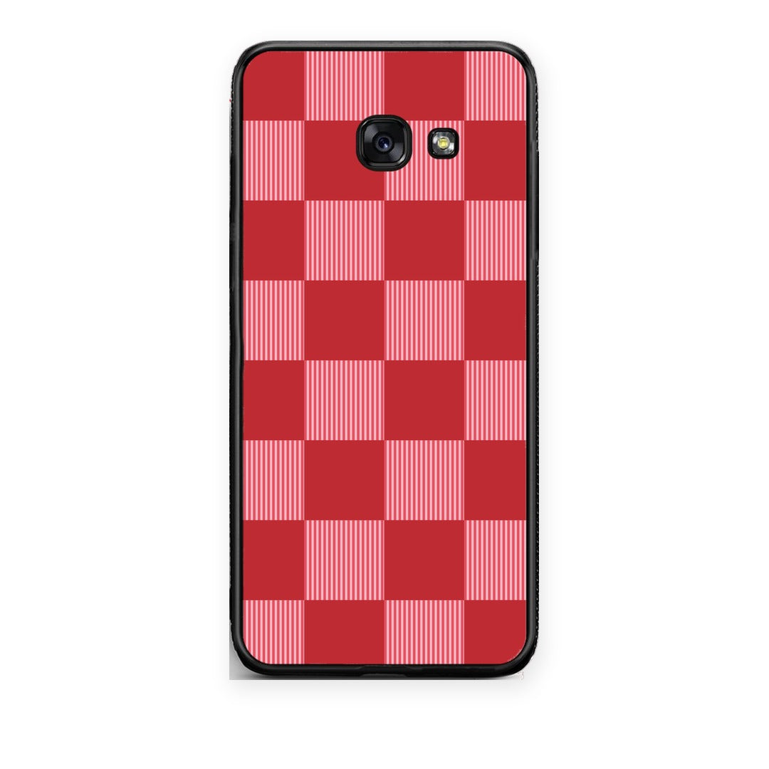 Θήκη Samsung Galaxy A5 2017 Red and Pink Striped Checks από τη Smartfits με σχέδιο στο πίσω μέρος και μαύρο περίβλημα | Samsung Galaxy A5 2017 Red and Pink Striped Checks case with colorful back and black bezels