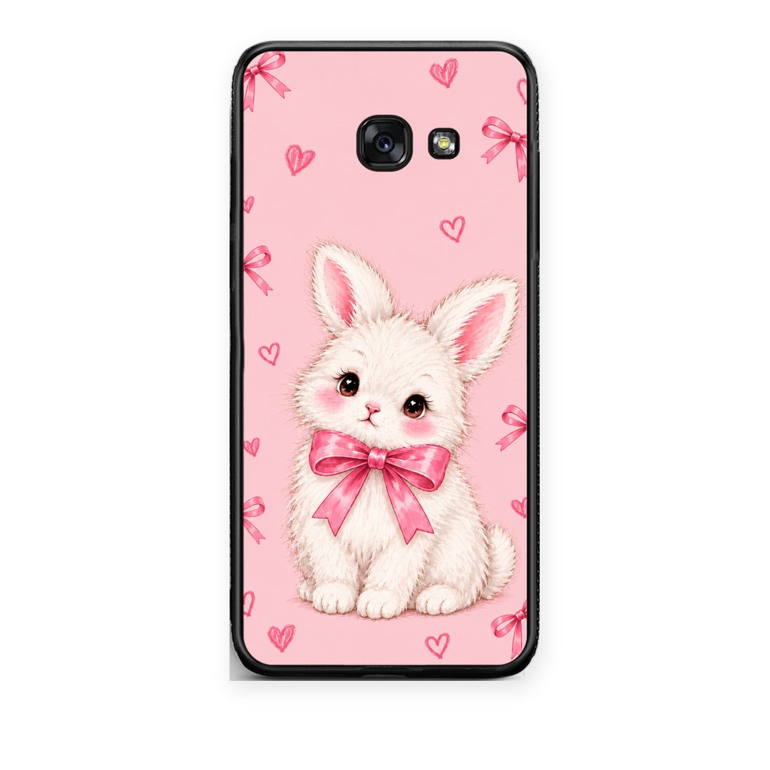 Θήκη Samsung Galaxy A5 2017 White Bunny and Pink Bows από τη Smartfits με σχέδιο στο πίσω μέρος και μαύρο περίβλημα | Samsung Galaxy A5 2017 White Bunny and Pink Bows case with colorful back and black bezels